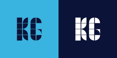 Fayans şekilli KG logo tasarımı. Ticari veya marka için uygun minimalist ve modern vektör illüstrasyon tasarımı