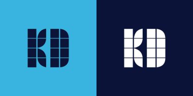 Fayans şekilli KD logo tasarımı. Ticari veya marka için uygun minimalist ve modern vektör illüstrasyon tasarımı