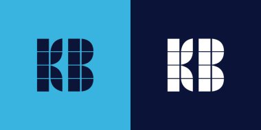Fayans şekilli KB logo tasarımı. Ticari veya marka için uygun minimalist ve modern vektör illüstrasyon tasarımı