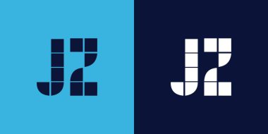 Fayans şekilli JZ logo tasarımı. Ticari veya marka için uygun minimalist ve modern vektör illüstrasyon tasarımı