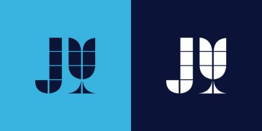 Fayans şekilli JY logo tasarımı. Ticari veya marka için uygun minimalist ve modern vektör illüstrasyon tasarımı