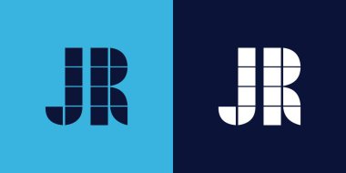 Fayans şekilli JR logo tasarımı. Ticari veya marka için uygun minimalist ve modern vektör illüstrasyon tasarımı