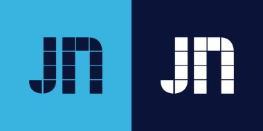 Fayans şekilli JN logo tasarımı. Ticari veya marka için uygun minimalist ve modern vektör illüstrasyon tasarımı