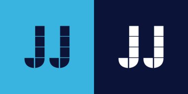 Fayans şekilli JJ logo tasarımı. Ticari veya marka için uygun minimalist ve modern vektör illüstrasyon tasarımı
