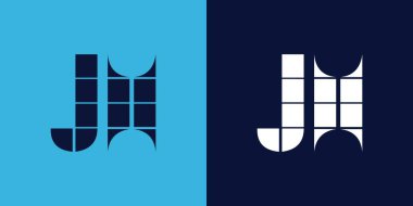 Fayans şekilli JH logo tasarımı. Ticari veya marka için uygun minimalist ve modern vektör illüstrasyon tasarımı