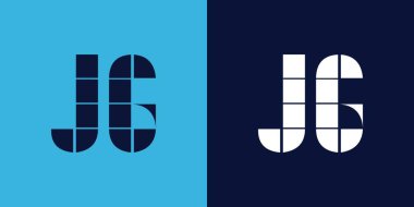 Fayans şekilli JG logo tasarımı. Ticari veya marka için uygun minimalist ve modern vektör illüstrasyon tasarımı