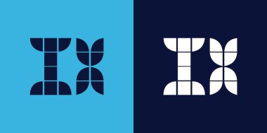 Fayans şekilli IX logo tasarımı. Ticari veya marka için uygun minimalist ve modern vektör illüstrasyon tasarımı