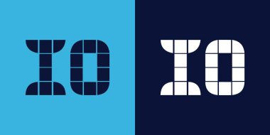 Fayans şekilli IO logo tasarımı. Ticari veya marka için uygun minimalist ve modern vektör illüstrasyon tasarımı