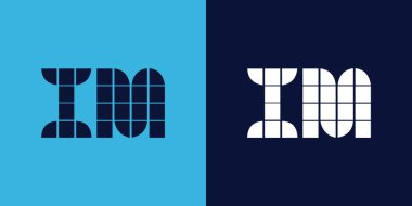Fayans şekilli IM logo tasarımı. Ticari veya marka için uygun minimalist ve modern vektör illüstrasyon tasarımı