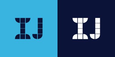 Fayans şekilli IJ logo tasarımı. Ticari veya marka için uygun minimalist ve modern vektör illüstrasyon tasarımı