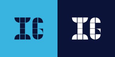 Fayans şekilli IG logo tasarımı. Ticari veya marka için uygun minimalist ve modern vektör illüstrasyon tasarımı