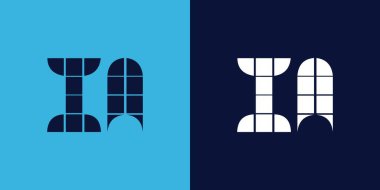 Fayans şekilli IA logo tasarımı. Ticari veya marka için uygun minimalist ve modern vektör illüstrasyon tasarımı