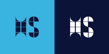 Fayans şekilli HS logo tasarımı. Ticari veya marka için uygun minimalist ve modern vektör illüstrasyon tasarımı