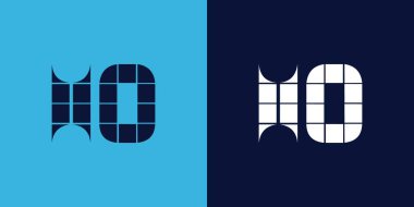 Fayans şekilli HO logo tasarımı. Ticari veya marka için uygun minimalist ve modern vektör illüstrasyon tasarımı