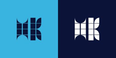 Fayans şekilli Hong Kong logosu tasarımı. Ticari veya marka için uygun minimalist ve modern vektör illüstrasyon tasarımı