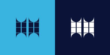 Fayans şekilli HH logo tasarımı. Ticari veya marka için uygun minimalist ve modern vektör illüstrasyon tasarımı