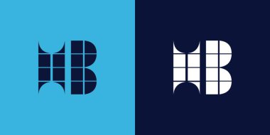 Fayans şekilli HB logo tasarımı. Ticari veya marka için uygun minimalist ve modern vektör illüstrasyon tasarımı