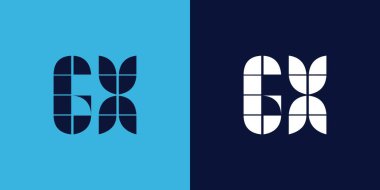 Fayans şekilli GX logo tasarımı. Ticari veya marka için uygun minimalist ve modern vektör illüstrasyon tasarımı