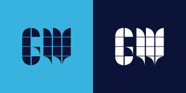Fayans şekilli GW logo tasarımı. Ticari veya marka için uygun minimalist ve modern vektör illüstrasyon tasarımı