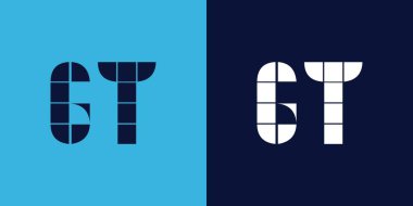 Fayans şekilli GT logo tasarımı. Ticari veya marka için uygun minimalist ve modern vektör illüstrasyon tasarımı