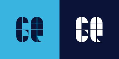Fayans şekilli GQ logo tasarımı. Ticari veya marka için uygun minimalist ve modern vektör illüstrasyon tasarımı
