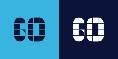 Fayans şekilli GO logo tasarımı. Ticari veya marka için uygun minimalist ve modern vektör illüstrasyon tasarımı