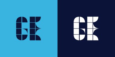 Fayans şekilli GE logo tasarımı. Ticari veya marka için uygun minimalist ve modern vektör illüstrasyon tasarımı