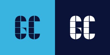 Fayans şekilli GC logo tasarımı. Ticari veya marka için uygun minimalist ve modern vektör illüstrasyon tasarımı