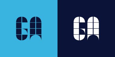 Fayans şekilli GA logo tasarımı. Ticari veya marka için uygun minimalist ve modern vektör illüstrasyon tasarımı