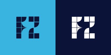 FZ logo tasarımı, fayans şeklinde. Ticari veya marka için uygun minimalist ve modern vektör illüstrasyon tasarımı