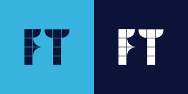 FT logo tasarımı, fayans şeklinde. Ticari veya marka için uygun minimalist ve modern vektör illüstrasyon tasarımı