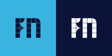FN logo tasarımı, fayans şeklinde. Ticari veya marka için uygun minimalist ve modern vektör illüstrasyon tasarımı