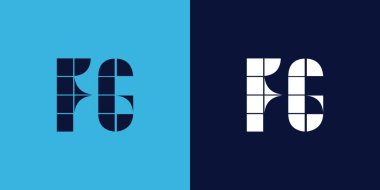 FG logo tasarımı, fayans şeklinde. Ticari veya marka için uygun minimalist ve modern vektör illüstrasyon tasarımı