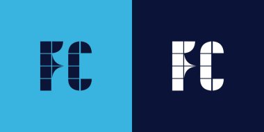 FC logo tasarımı, fayans şeklinde. Ticari veya marka için uygun minimalist ve modern vektör illüstrasyon tasarımı