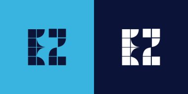 Fayans şekilli EZ logo tasarımı. Ticari veya marka için uygun minimalist ve modern vektör illüstrasyon tasarımı