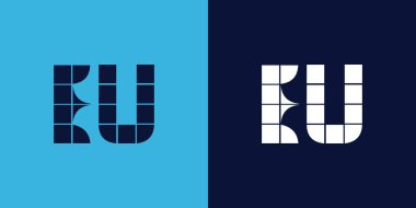 Fayans şekilli AB logosu tasarımı. Ticari veya marka için uygun minimalist ve modern vektör illüstrasyon tasarımı