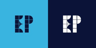 Fayans şekilli EP logo tasarımı. Ticari veya marka için uygun minimalist ve modern vektör illüstrasyon tasarımı