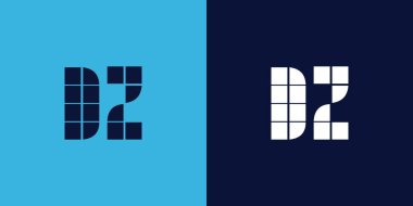 Fayans şekilli DZ logo tasarımı. Ticari veya marka için uygun minimalist ve modern vektör illüstrasyon tasarımı