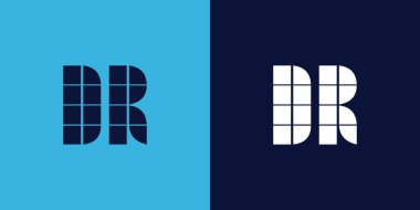 Fayans şekilli DR logo tasarımı. Ticari veya marka için uygun minimalist ve modern vektör illüstrasyon tasarımı