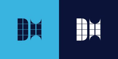 Fayans şekilli DH logo tasarımı. Ticari veya marka için uygun minimalist ve modern vektör illüstrasyon tasarımı