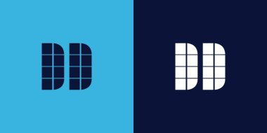 Fayans şekilli DD logo tasarımı. Ticari veya marka için uygun minimalist ve modern vektör illüstrasyon tasarımı
