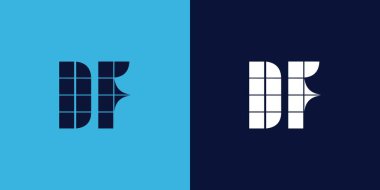 Fayans şekilli DF logo tasarımı. Ticari veya marka için uygun minimalist ve modern vektör illüstrasyon tasarımı