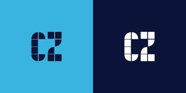 Fayans şekilli CZ logo tasarımı. Ticari veya marka için uygun minimalist ve modern vektör illüstrasyon tasarımı