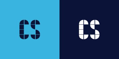 Fayans şekilli CS logo tasarımı. Ticari veya marka için uygun minimalist ve modern vektör illüstrasyon tasarımı