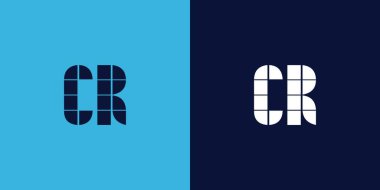 Fayans şekilli CR logo tasarımı. Ticari veya marka için uygun minimalist ve modern vektör illüstrasyon tasarımı