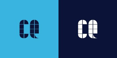 Fayans şekilli CQ logo tasarımı. Ticari veya marka için uygun minimalist ve modern vektör illüstrasyon tasarımı