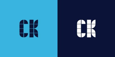CK logosu şekilli. Ticari veya marka için uygun minimalist ve modern vektör illüstrasyon tasarımı