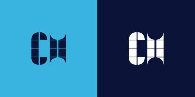 Kiremit şekilli CH logo tasarımı. Ticari veya marka için uygun minimalist ve modern vektör illüstrasyon tasarımı