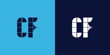 Fayans şekilli CF logo tasarımı. Ticari veya marka için uygun minimalist ve modern vektör illüstrasyon tasarımı