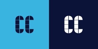 Fayans şekilli CC logo tasarımı. Ticari veya marka için uygun minimalist ve modern vektör illüstrasyon tasarımı